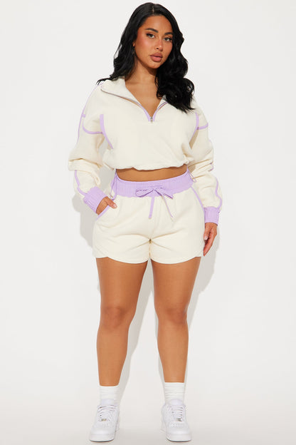 Callie Fleece Short Set - Cream