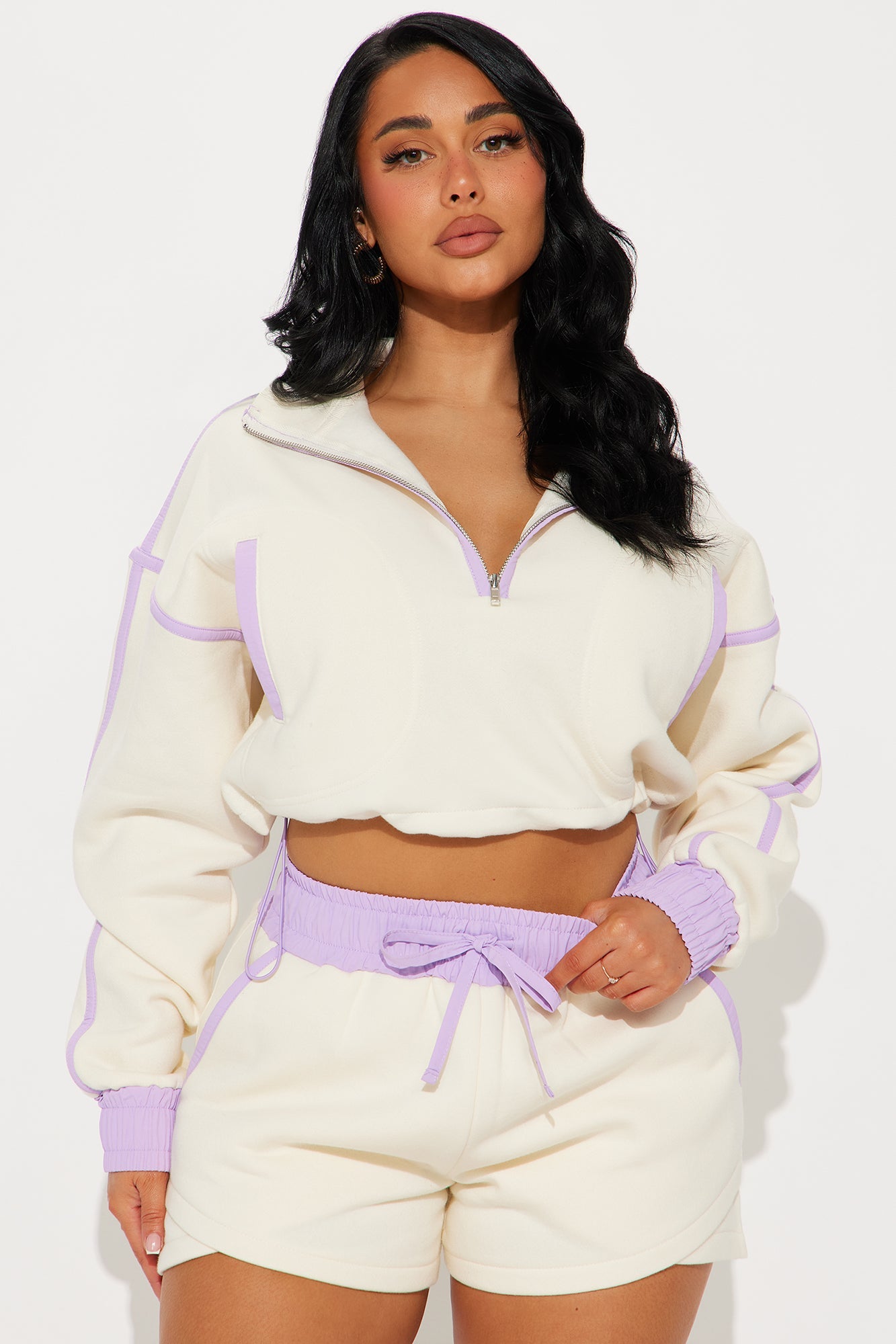 Callie Fleece Short Set - Cream