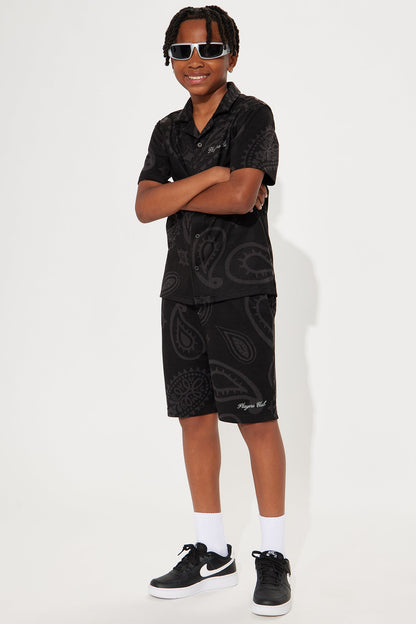 Mini Heritage Paisley Relaxed Shorts - Black
