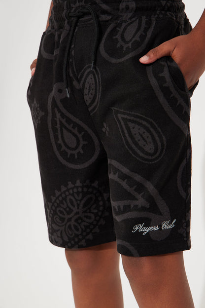 Mini Heritage Paisley Relaxed Shorts - Black