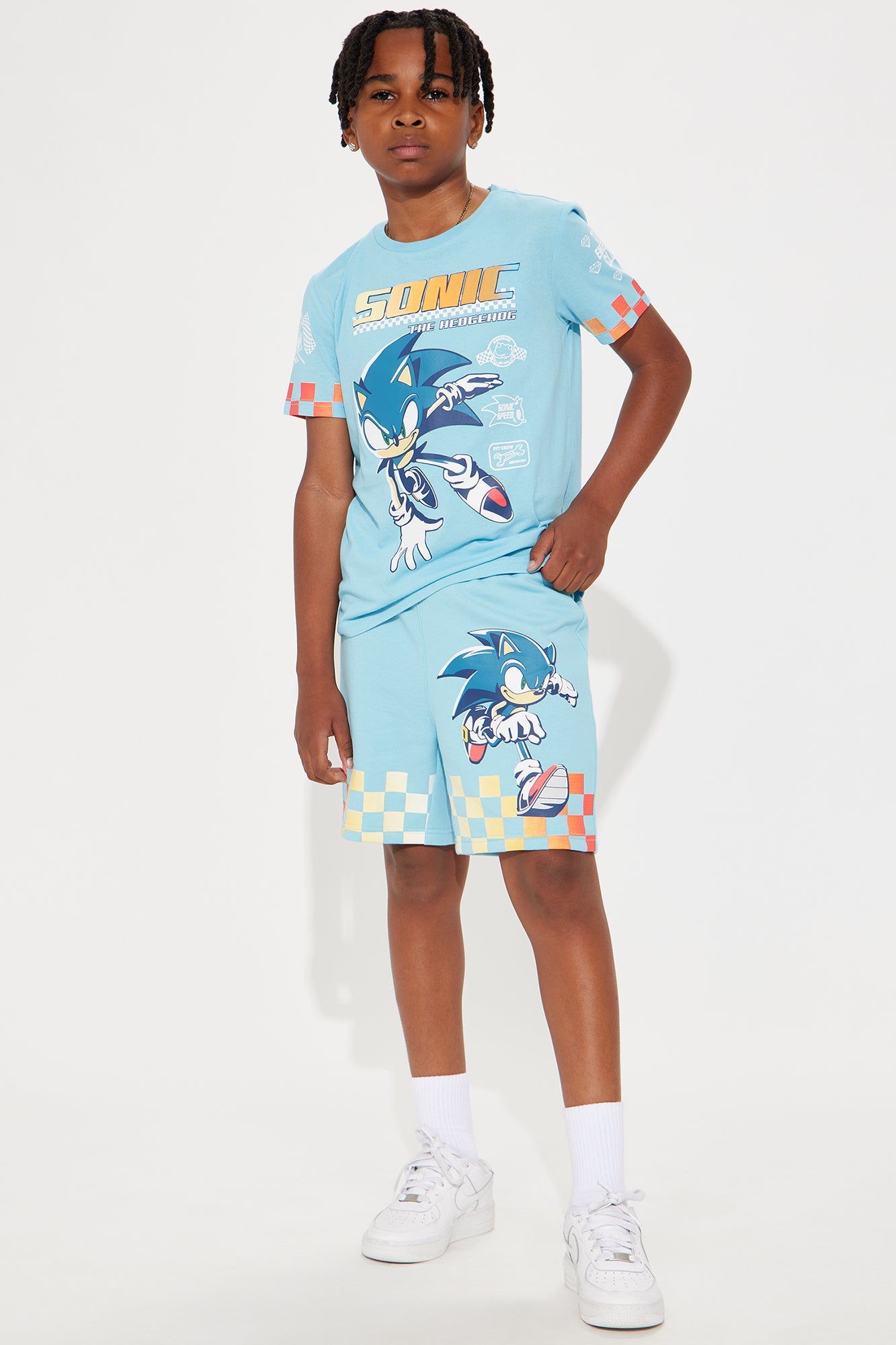 Mini Sonic The Hedgehog Let's Race Short Set - Light Blue