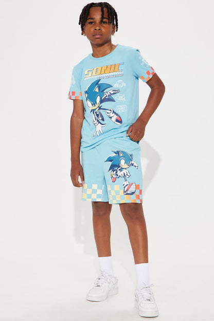 Mini Sonic The Hedgehog Let's Race Short Set - Light Blue