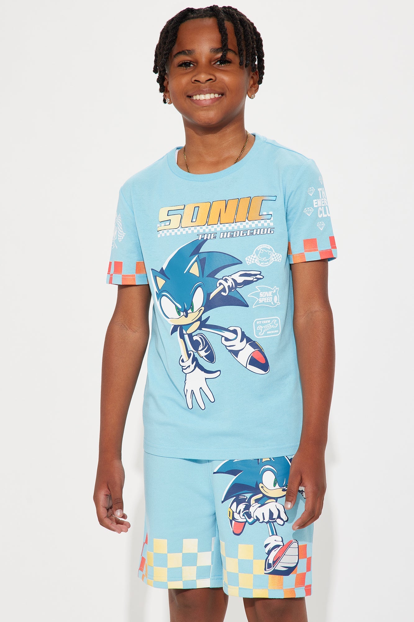 Mini Sonic The Hedgehog Let's Race Short Set - Light Blue