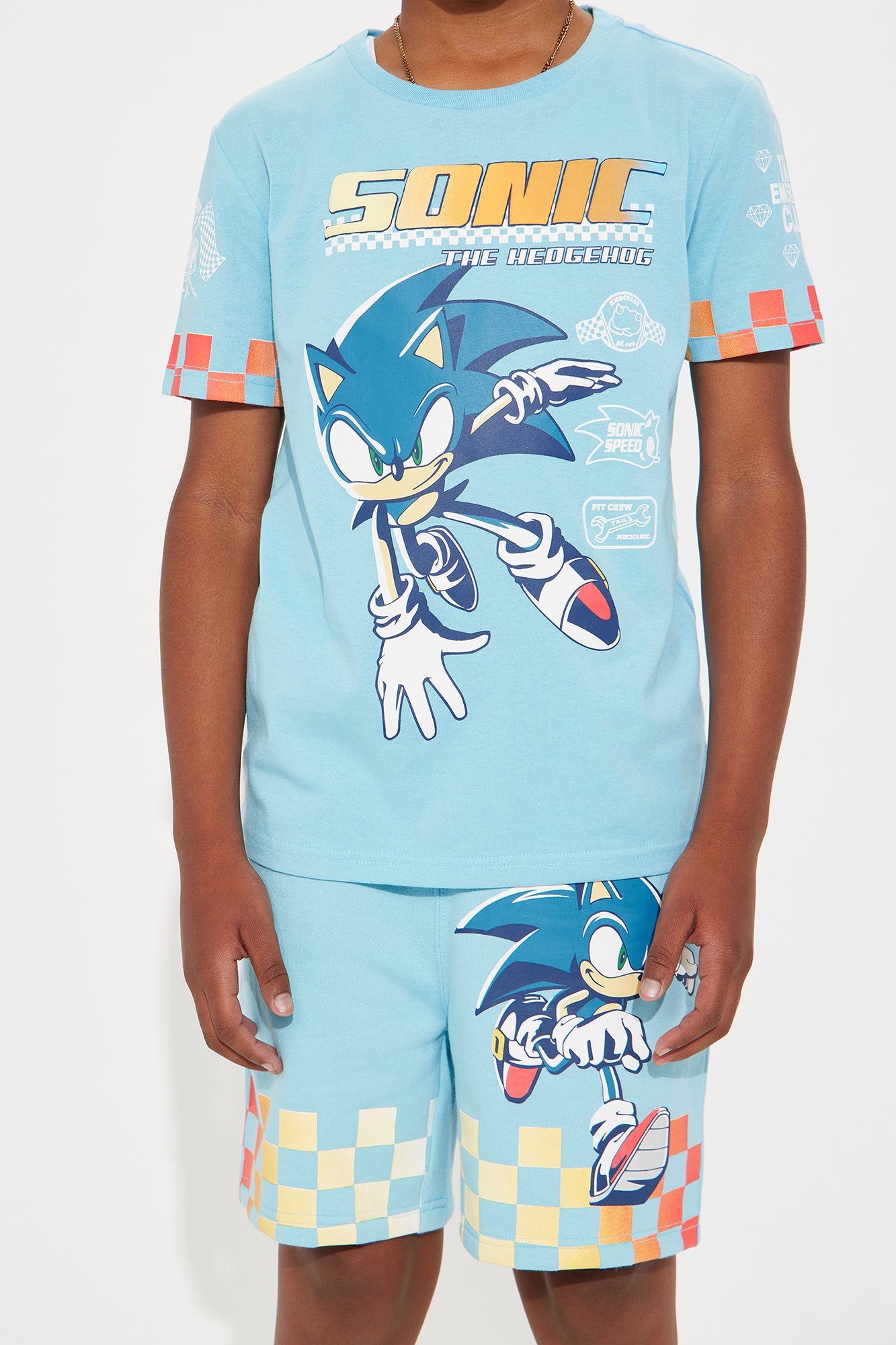 Mini Sonic The Hedgehog Let's Race Short Set - Light Blue