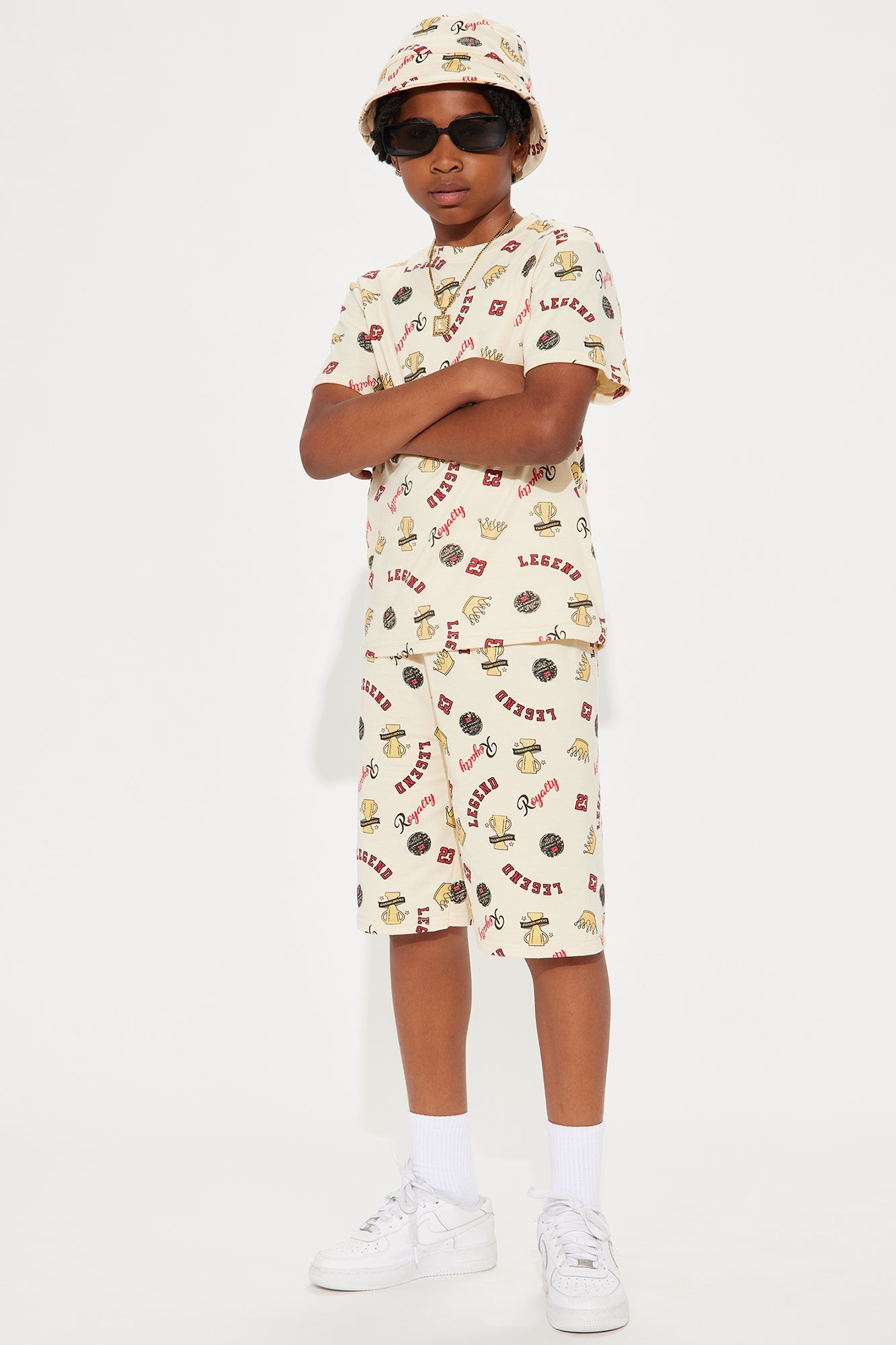 Mini Royalty With Bucket Hat Set - Sand/combo
