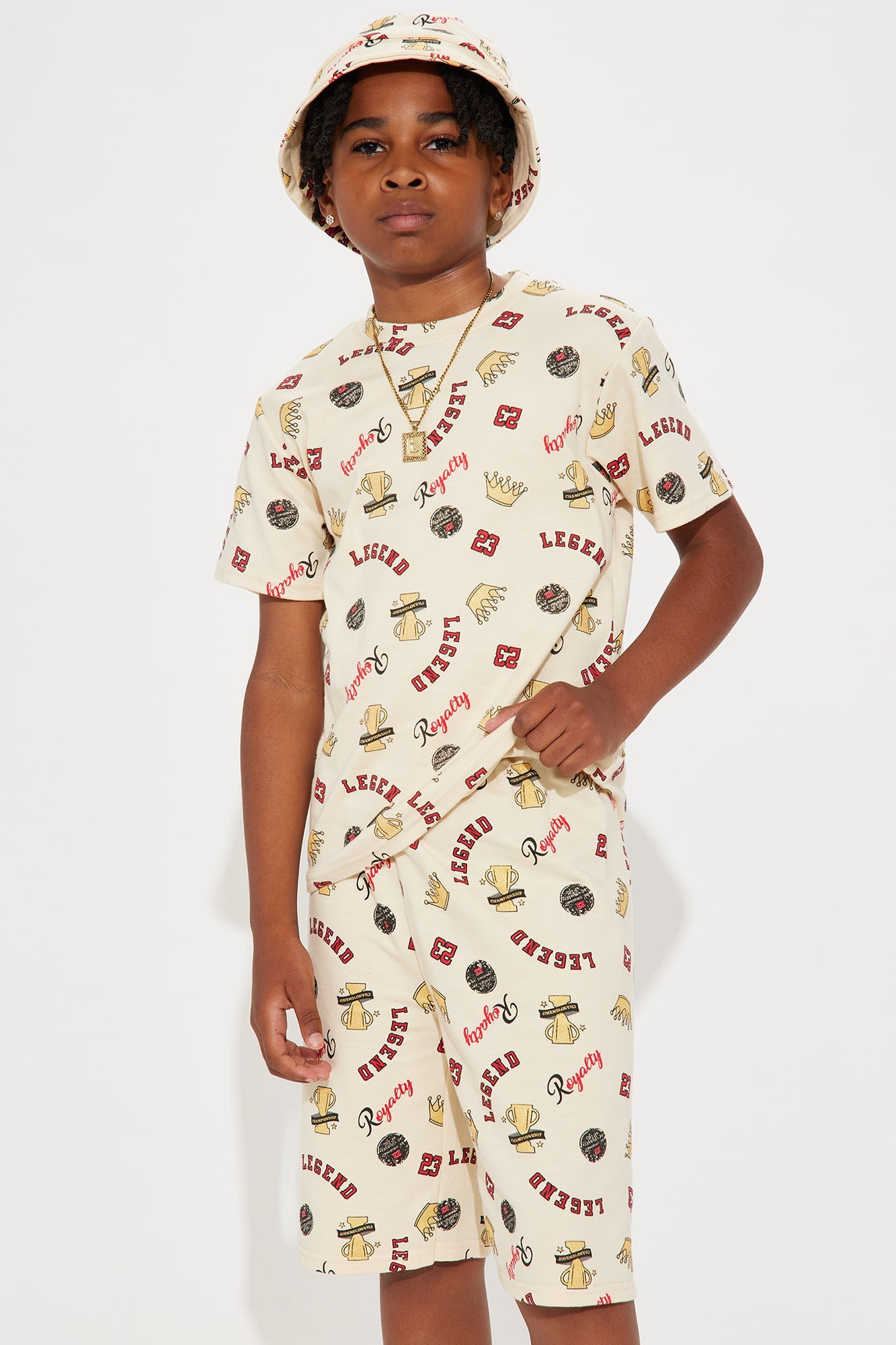 Mini Royalty With Bucket Hat Set - Sand/combo