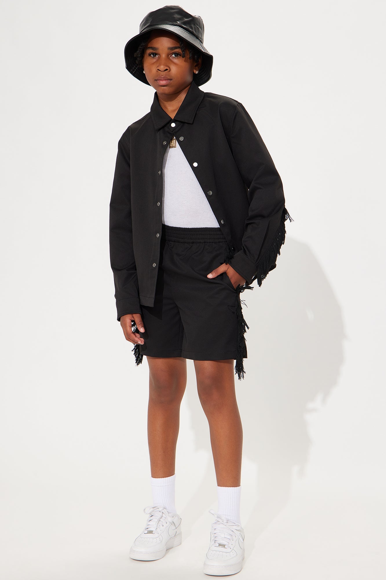 Mini Nowhere Frayed Relaxed Shorts - Black