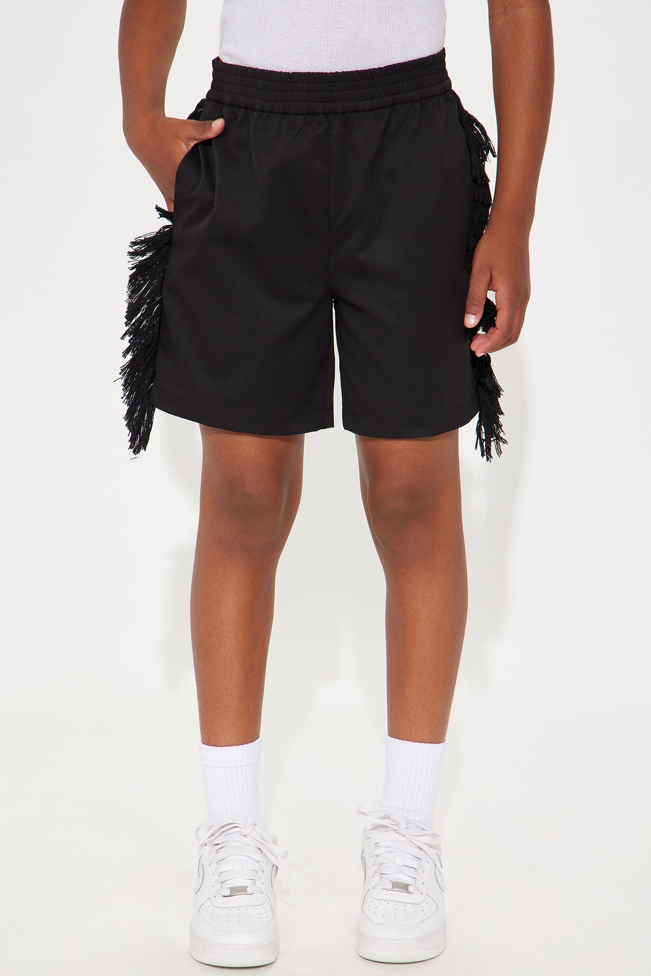 Mini Nowhere Frayed Relaxed Shorts - Black