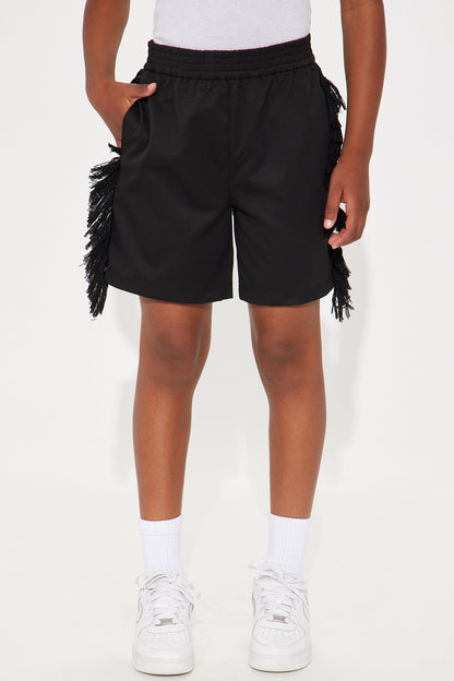 Mini Nowhere Frayed Relaxed Shorts - Black