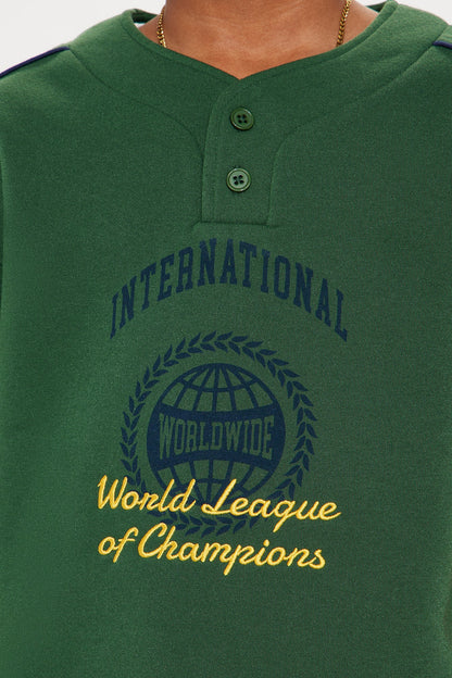 Mini International Champ Short Sleeve Henley - Hunter Green