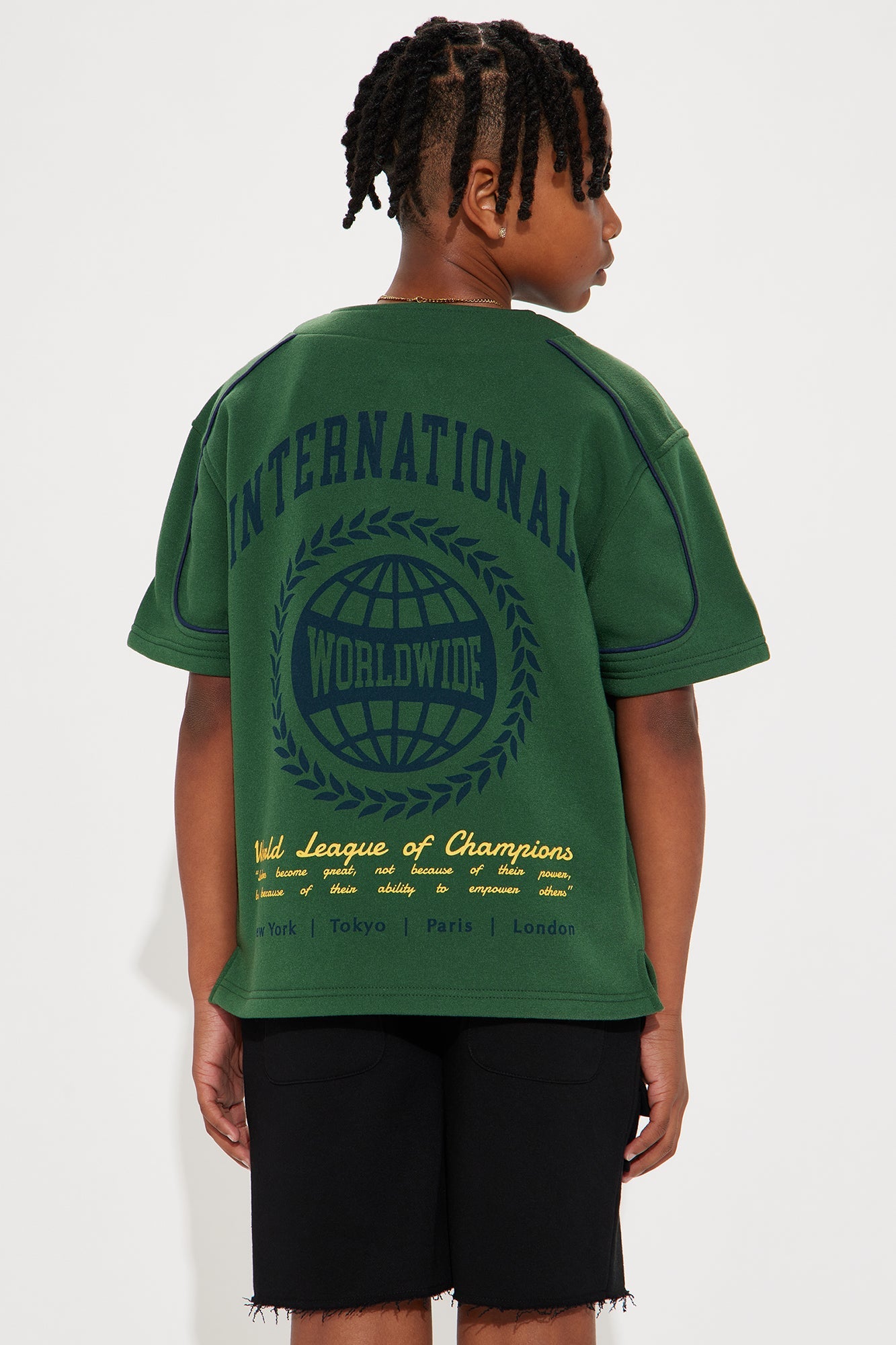 Mini International Champ Short Sleeve Henley - Hunter Green