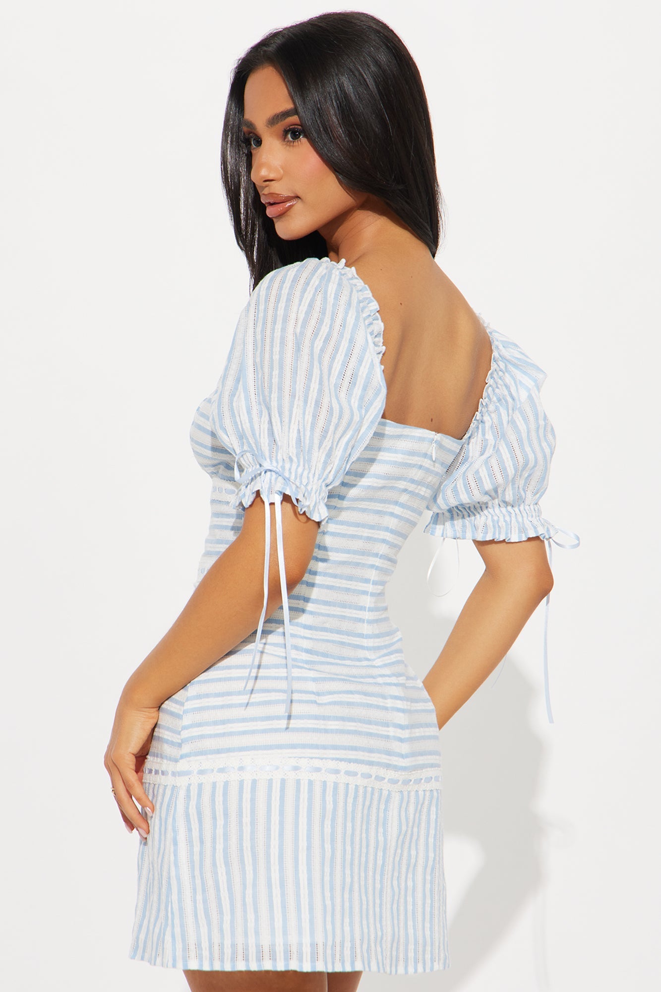 Nelly Striped Mini Dress - White/Blue