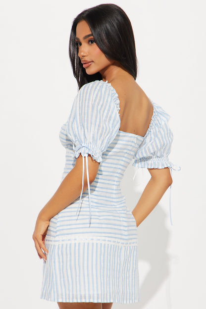 Nelly Striped Mini Dress - White/Blue