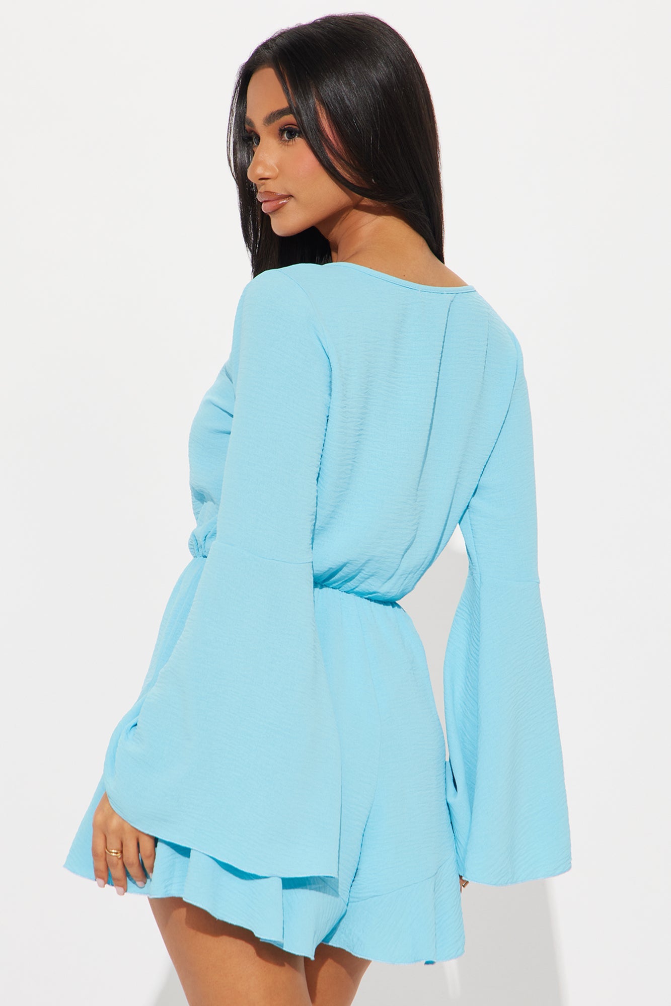 Portia Airflow Long Sleeve Romper - Aqua