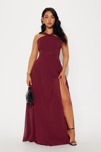 Natalie Chiffon Maxi Dress - Wine