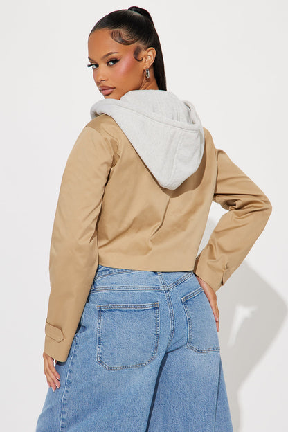 Stay Elevated Hooded Blazer - Taupe