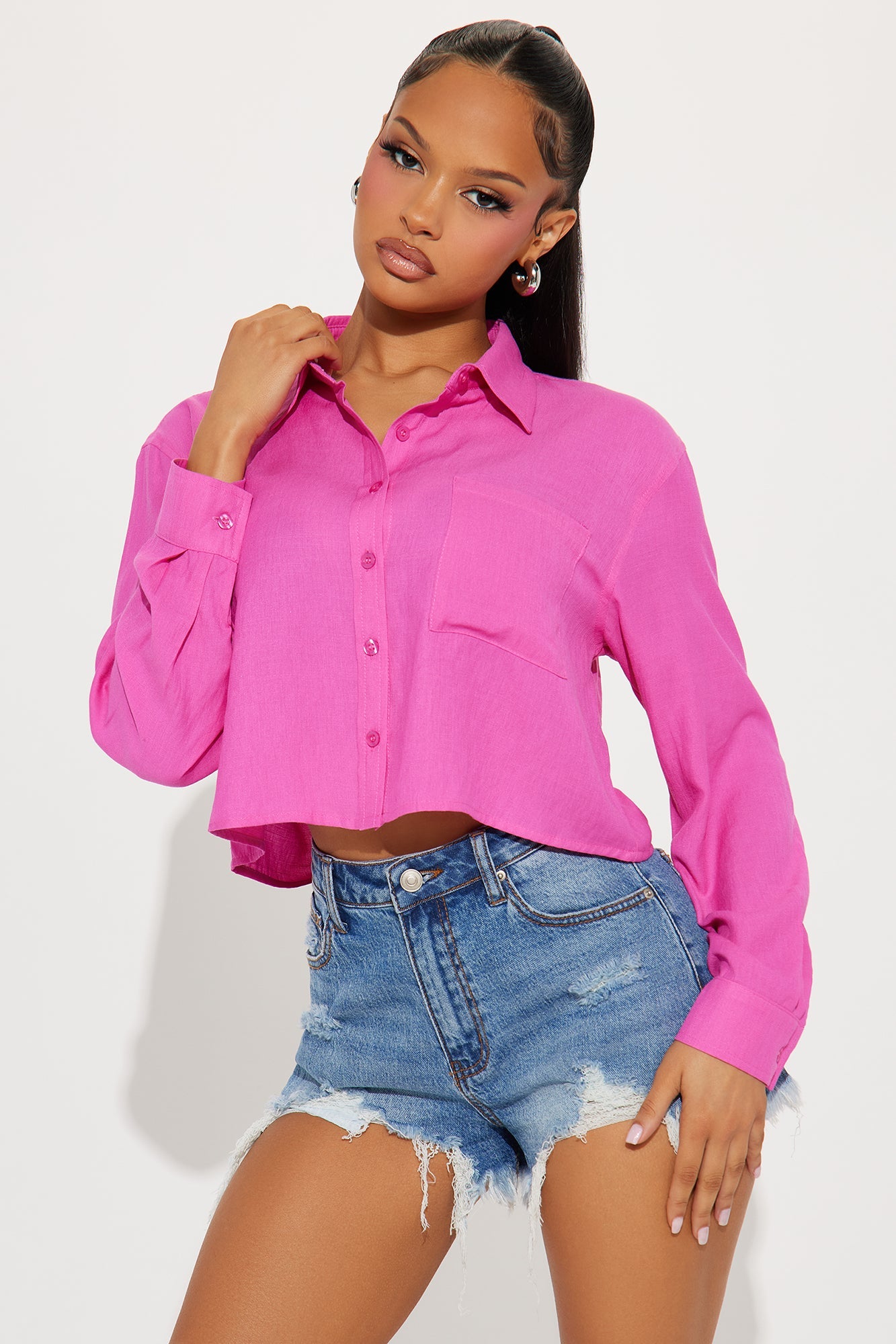 Simply Yours Linen Shirt - Fuchsia