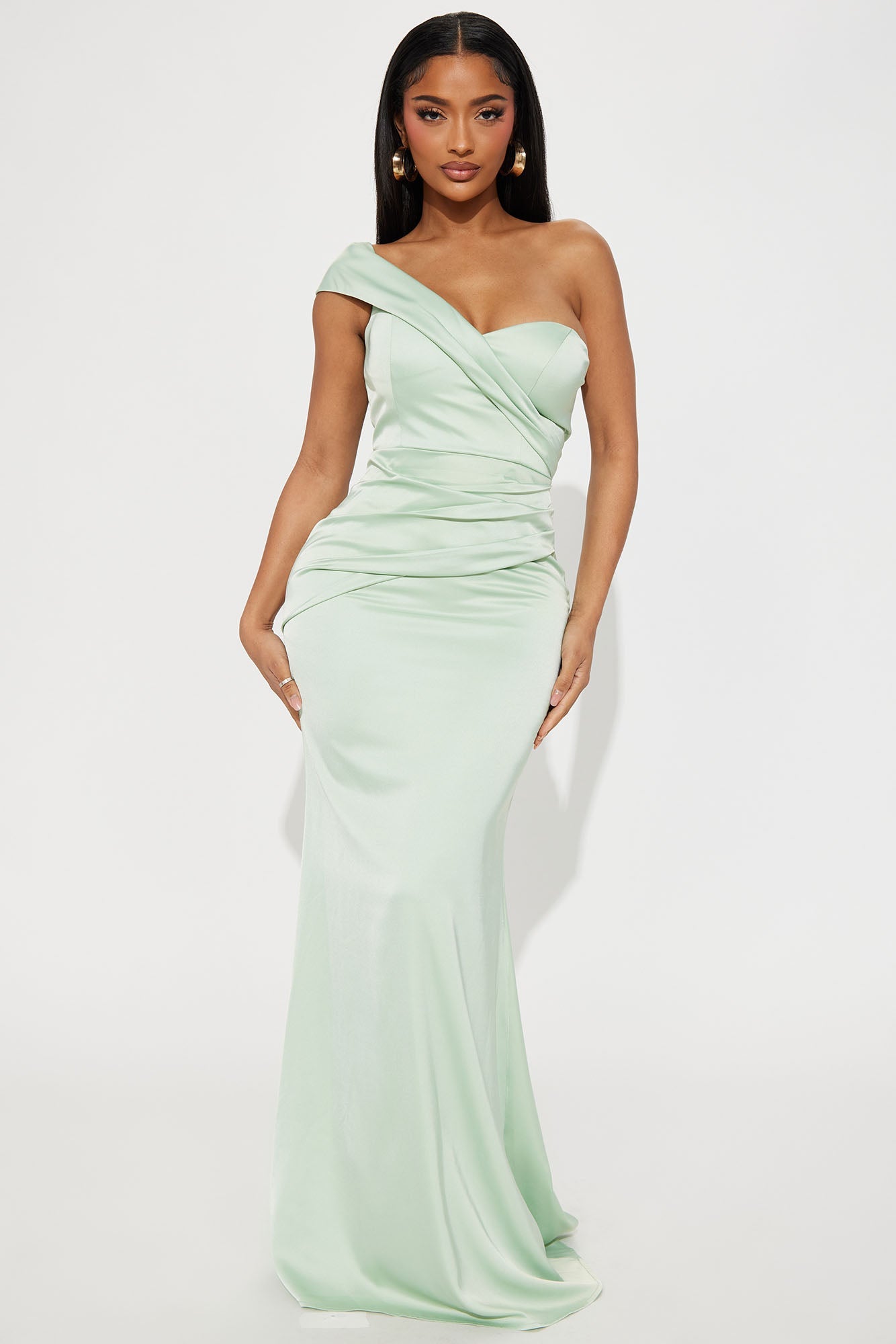 Venissa Satin Maxi Dress - Sage