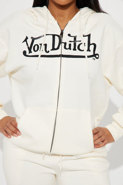 Von Dutch Classic Zip Front Hoodie - Off White