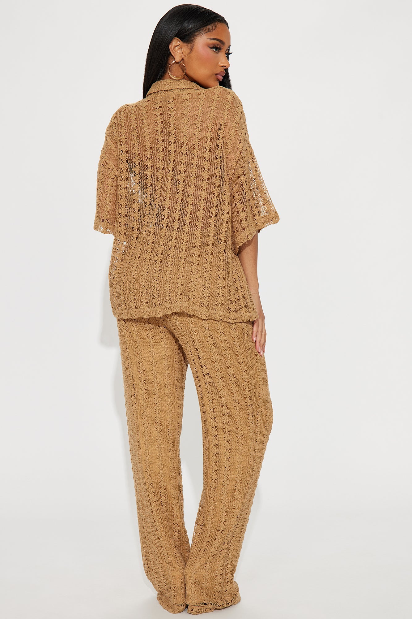 Kara Crochet Pant Set - Taupe
