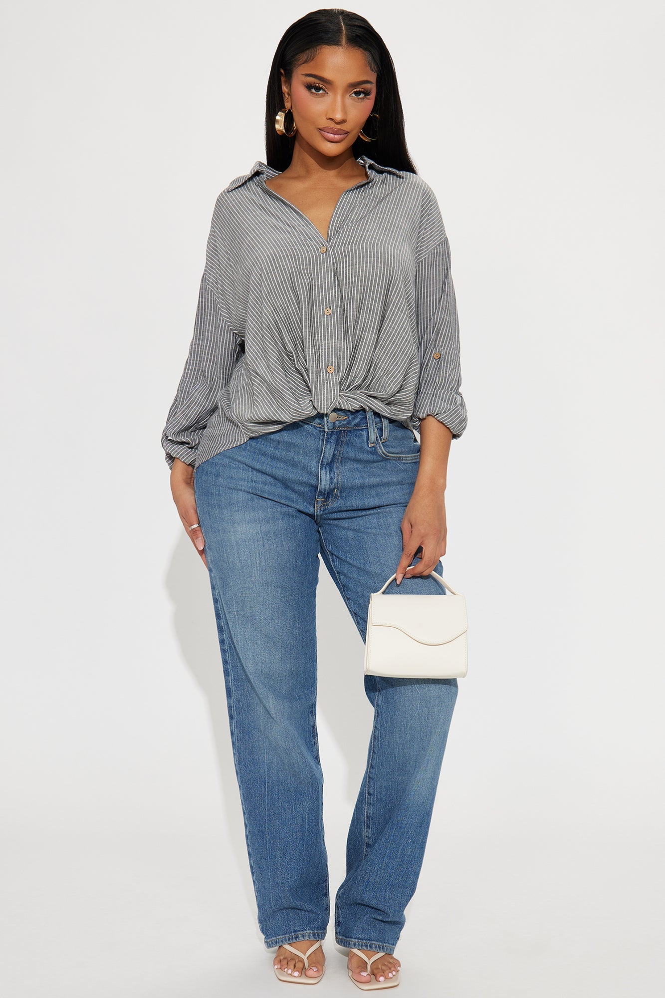 Phyllis Striped Linen Shirt - Black/White
