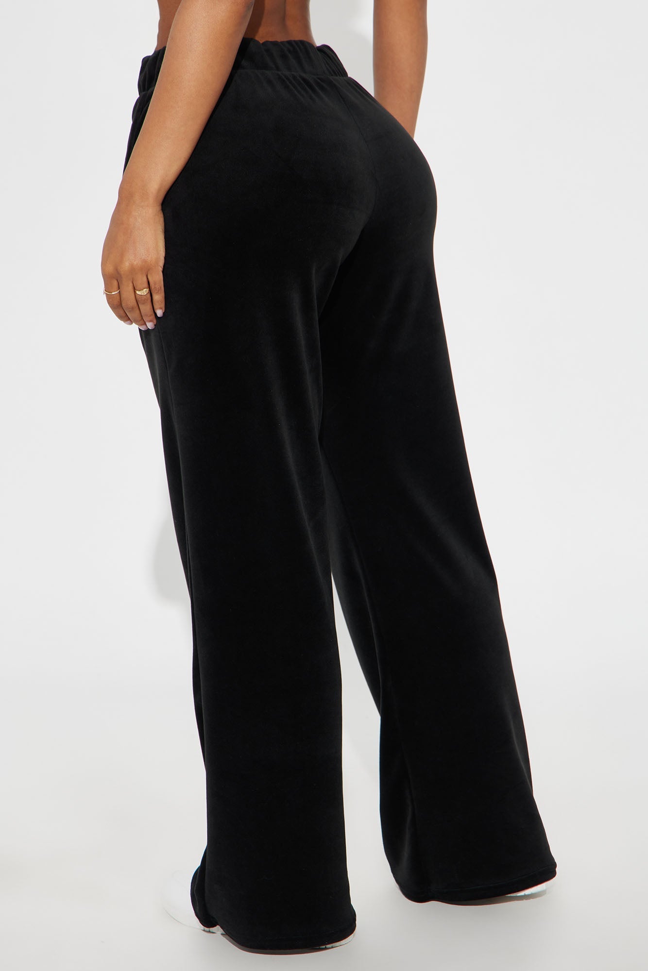 Baby Phat Classic Velour Wide Leg Pant - Black