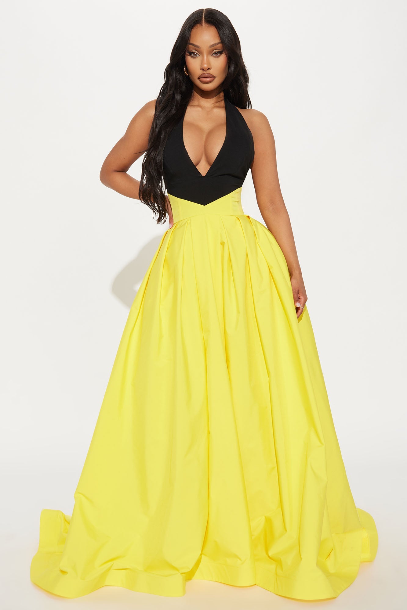 Sarah Contrast Gown - Yellow/combo