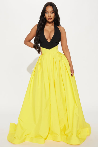 Sarah Contrast Gown - Yellow/combo