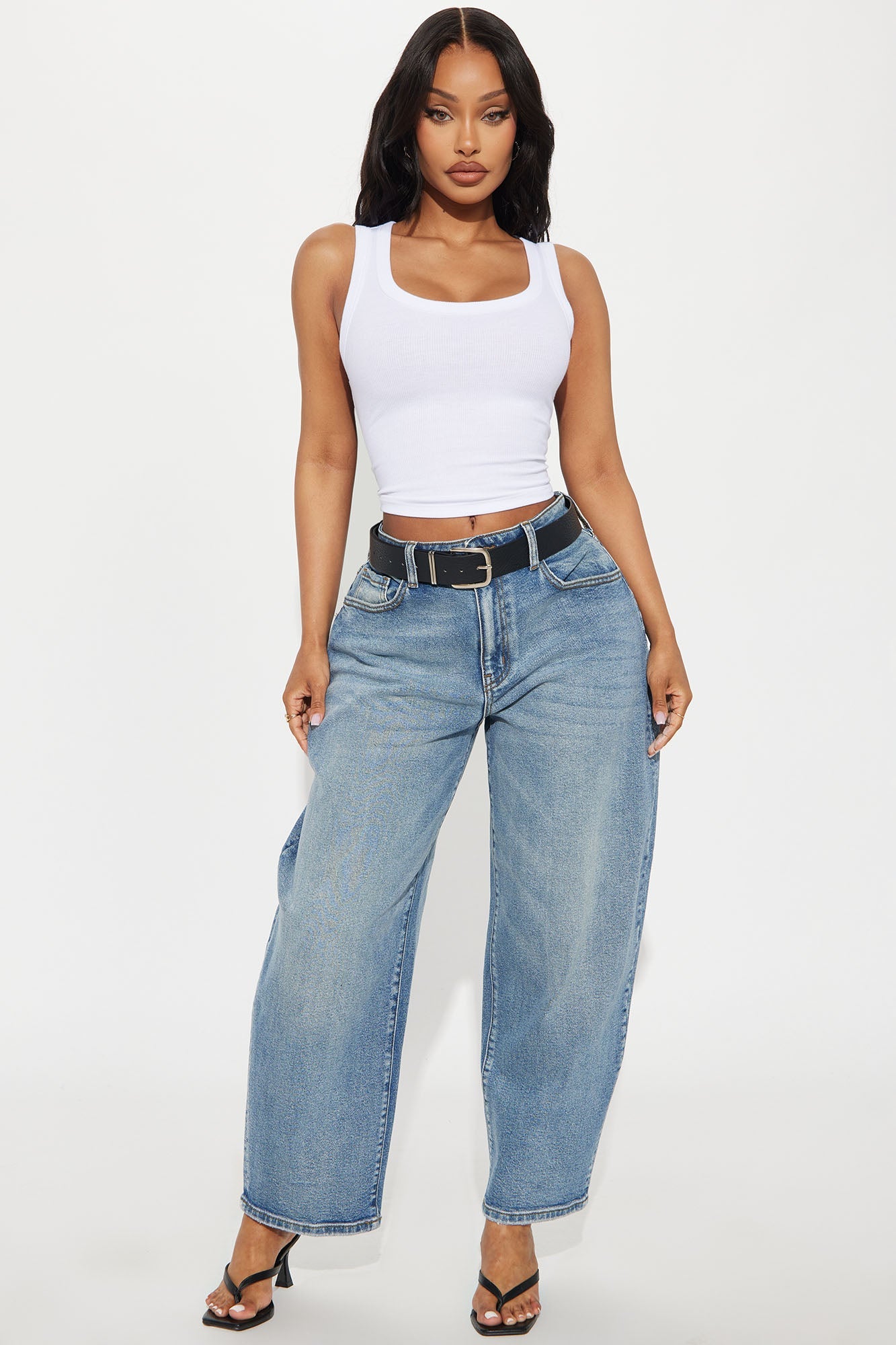 Classic Barrel Leg Denim Jeans - Vintage Wash