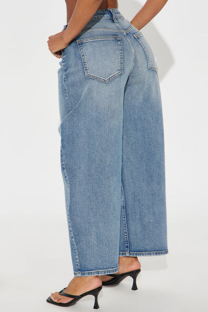 Classic Barrel Leg Denim Jeans - Vintage Wash