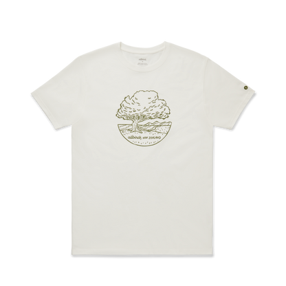 Unisex Organic Cotton Graphic Tee - Natural White/Rugged Green - NZ